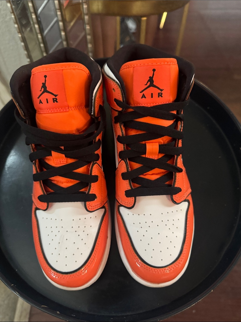 Nike Air Jordan Kids Orange & White High-Top Sneakers